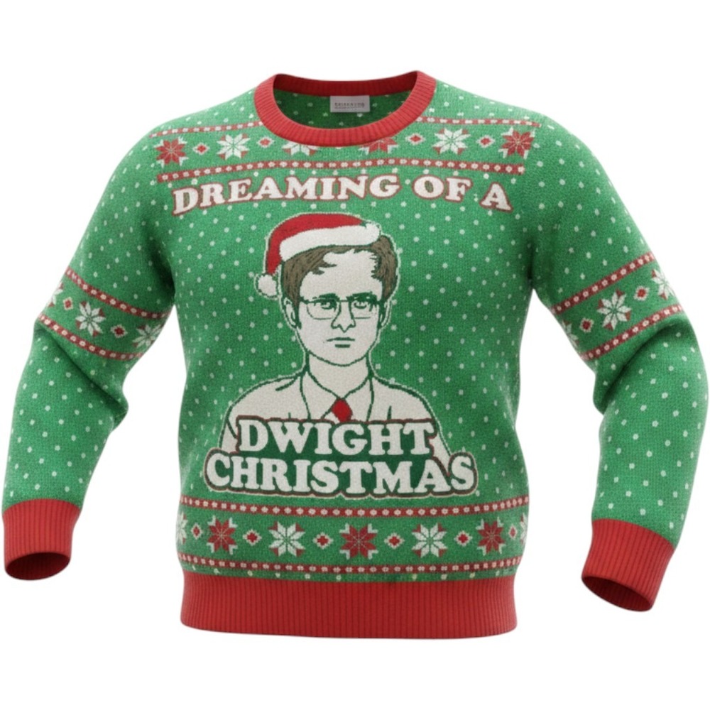 Tipsy Elves The Office Dwight‎ Christmas Sweater Green Red Mens Medium Holiday